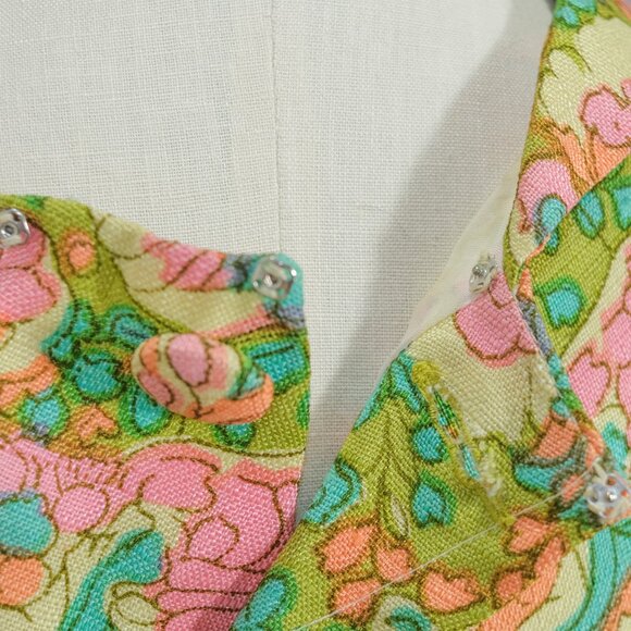 Vintage 1960's Floral Print Two Piece Dress - Designer Unknown - Picture 10 of 13